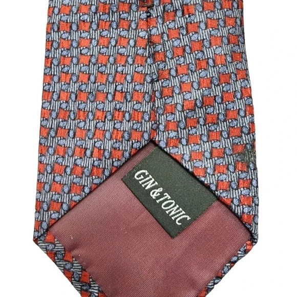 COCKTAIL COLLECTION MENS MULTICOLORED SQUARES SILK TIE - Picture 5 of 7